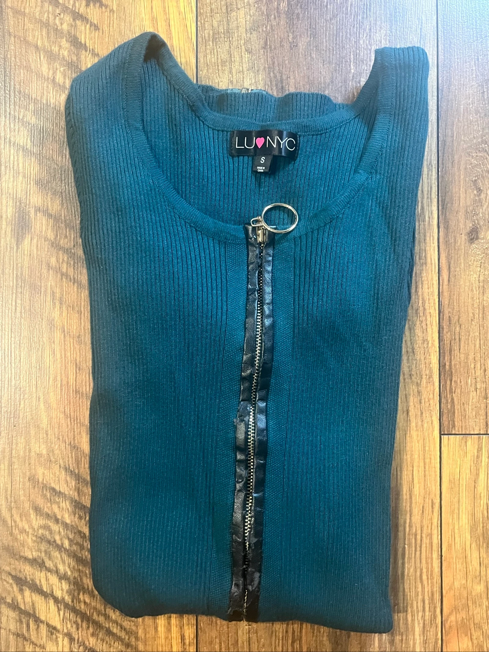 Vestido de punto ajustado con cremallera color verde pato - LU NYC - talla S - muy buen estado – photo 7